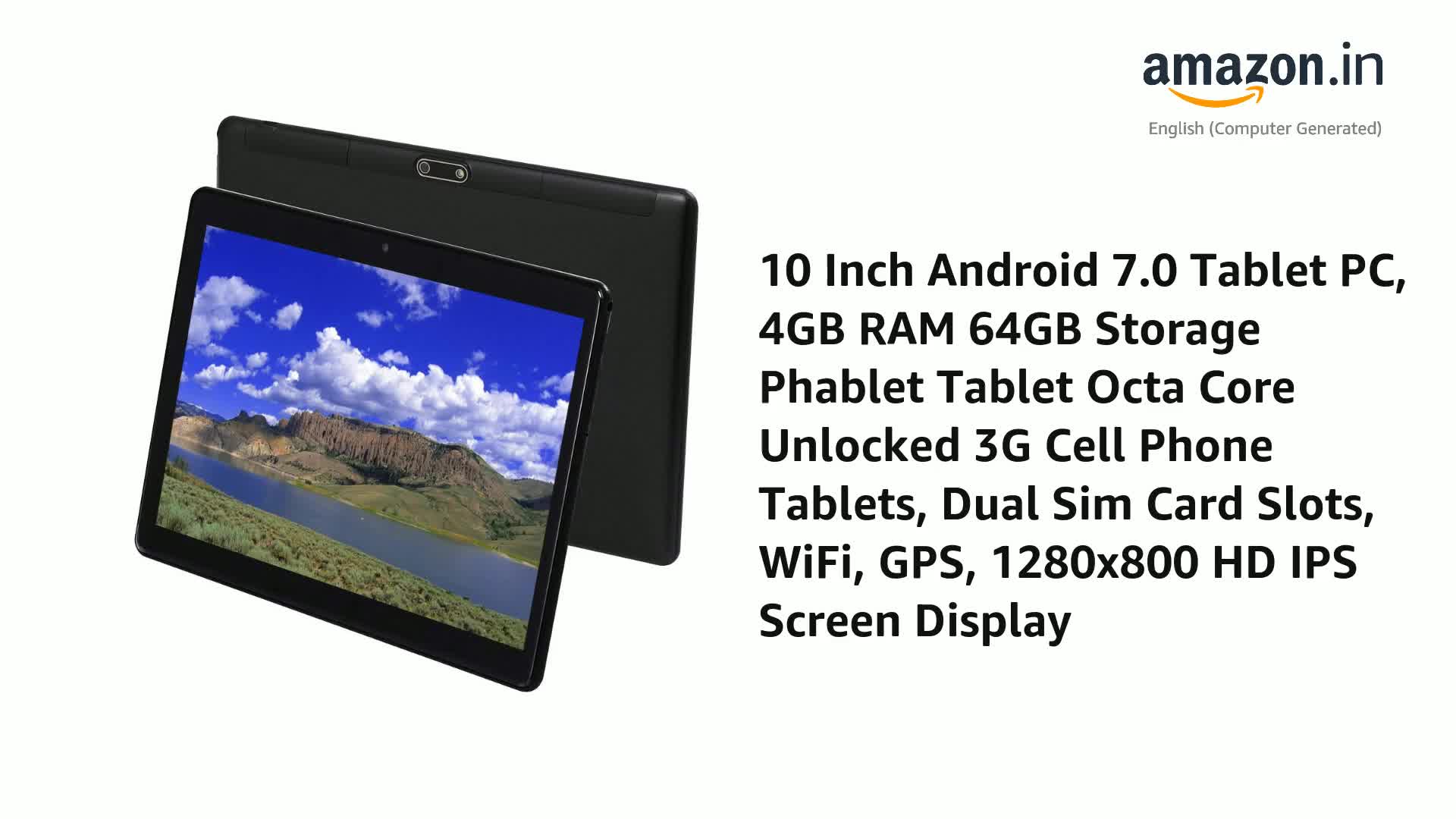 10 Inch Android 7.0 Tablet PC, 4GB RAM 64GB Storage Phablet Tablet